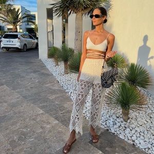 zara crochet pants knit